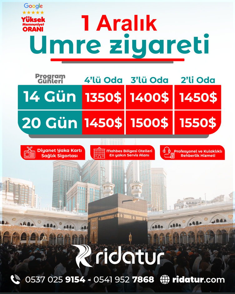 1 Aralık Umre Ziyareti