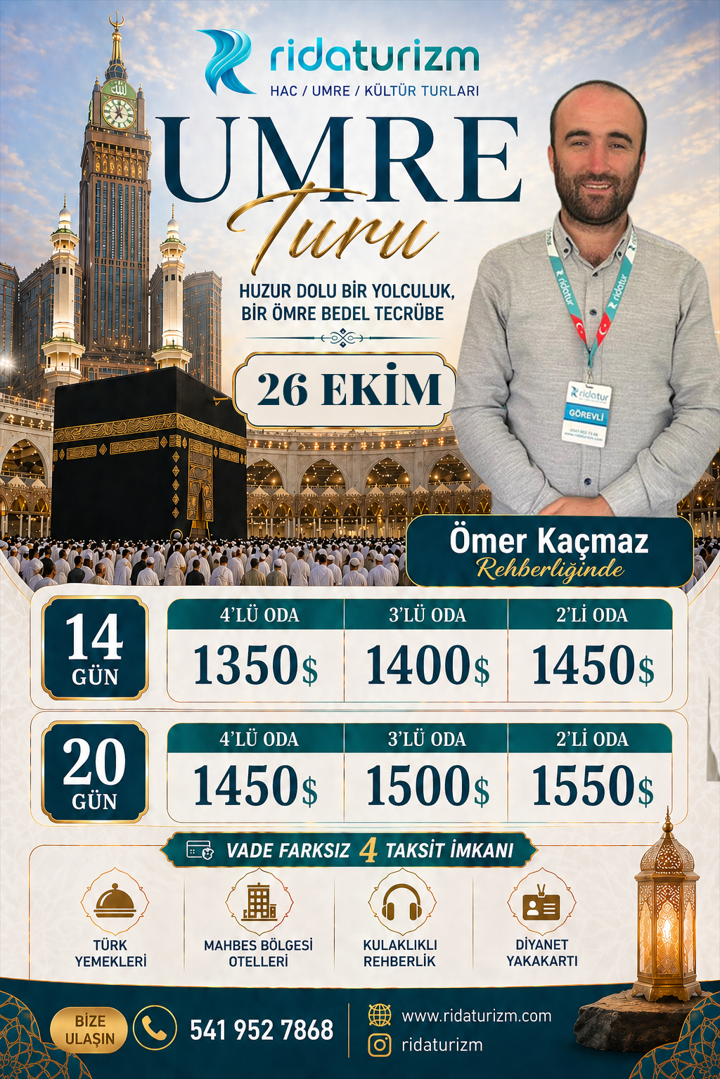26 Ekim Okul Ara Tatil Özel Umre 